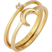 Elli Ring-Set "Ring Set Astro Mond Zirkonia Weiß 925 Sterling Silber vergoldet (2 tlg.)" Gr. 56, gold, Fingerringe, Damen, 56, Silber 925 (Sterlingsilber), Ring-Set