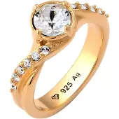 Elli Silberring "Ring Solitär Verlobungsring Glas Kristalle Weiß 925 Sterling Silber" Gr. 54, gold, Fingerringe, Damen, 54, Silber 925 (Sterlingsilber), Silberring