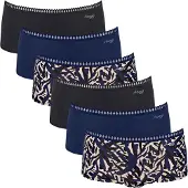 Sloggi Panty "Panty GO Crush Short C6P 6er Pack", Damen, Gr. XXL, blau, Obermaterial: 95% Baumwolle CO. 5% Elasthan EL., Unterhosen Panty