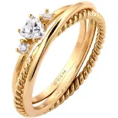 Elli Ring-Set "Ring Ringset Herz Zirkonia Weiß 925 Sterling Silber" Gr. 54, gold, Fingerringe, Damen, 54, Silber 925 (Sterlingsilber), Ring-Set