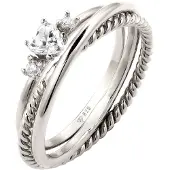 Elli Ring-Set "Ring Ringset Herz Zirkonia Weiß 925 Sterling Silber" Gr. 54, silber, Fingerringe, Damen, 54, Silber 925 (Sterlingsilber), Ring-Set