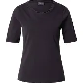 s.Oliver Black Label T-Shirt BLACK LABEL, Damen, Gr. 36, schwarz, Jersey, Obermaterial: 93% Baumwolle, 7% Elasthan, unifarben, regular fit taillenbedeckt, Rundhals, Shirts T-Shirt, mit Satindetail