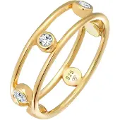 Elli Silberring "Ring Glamouröse Elegant 925 Silber, mit Kristallen von Swarovski" Gr. 56, gold, Fingerringe, Damen, 56, Silber 925 (Sterlingsilber), Silberring