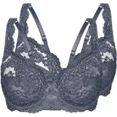 Sassa Bügel-BH "Bügel BH CLASSIC LACE", Damen, Gr. 95, Cup E, grau (dusty grau), Spitze, Obermaterial: 90% Polyamid PA. 10% Elasthan EL., BHs Bügel-BH