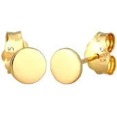 Elli Paar Ohrstecker PREMIUM "Ohrringe Plättchen Kreis Rund Basic 375 Gelbgold" Gr. 5, gold, Ohrringe, Damen, 5, ohne Stein, Gelbgold 375, Paar Ohrstecker
