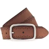 Mustang Ledergürtel "Emerson", Damen, Gr. 80, braun (hellbraun), Rindsleder, Gürtel Ledergürtel, Robustes, genarbtes Rindsleder mit Lochstanzung, 3,5 cm