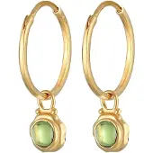 Elli Paar Creolen PREMIUM "Ohrringe Creolen Peridot Anhänger Grün 925 Silber" Gr. 15, gold, Ohrringe, Damen, 15,mit Stein, Silber 925 (Sterlingsilber), Paar Creolen