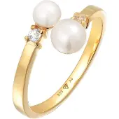 Elli Perlenring PREMIUM "Ring Wickelring Süßwasserperle 925 Silber vergoldet" Gr. 56, gold, Fingerringe, Damen, 56, ohne Stein, Silber 925 (Sterlingsilber), 5mm, Perlenring