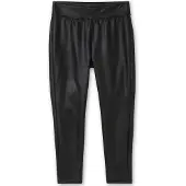 Sheego Leggings "Leggings Leggings in Schimmer-Leder-Optik", Damen, Gr. 46, N-Gr, schwarz, Sportlich, Hosen Leggings, aus leicht glänzendem Lederimitat