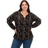 Sheego Tunika in aubergine + schwarz-gemustert | Gr.: 46