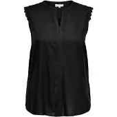 ONLY Blusentop "CARMUMI SL TOP WVN NOOS", Damen, Gr. 54, schwarz, Web, Obermaterial: 100% Viskose, unifarben, figurbetont hüftbedeckend, V-Ausschnitt, Blusen Blusentop, mit Spitze