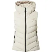 Superdry für Damen. W5011560A Steppweste aus Mikrofaser mit beiger Kapuze (M), Lässig, Recyceltes Polyester, Nachhaltig