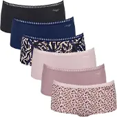 Sloggi Panty "Panty GO Crush Short C6P 6er Pack", Damen, Gr. XS, bunt (blau, rosa), Obermaterial: 95% Baumwolle CO. 5% Elasthan EL., Unterhosen Panty
