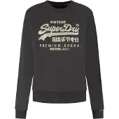Superdry für Damen. W2012399A Sweatshirt Verschönertes Vintage Logo schwarz (XL), Lässig, Baumwolle
