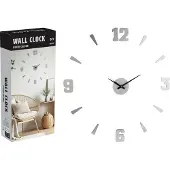 Koopman Silberne Wandklebende Uhr im Loft-Stil 60 cm