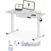 FlexiSpot Bürotisch QE1W-1154-EU, mit Höhenverstellung und Schublade, 110 x 54 cm, weiß