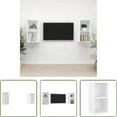 The Living Store TV-Wandschränke 2 Stk. Weiß Holzwerkstoff