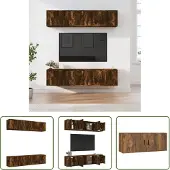 The Living Store 6-tlg. TV-Schrank-Set Räuchereiche Holzwerkstoff