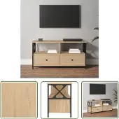 The Living Store TV-Schrank Sonoma-Eiche 90x33x45 cm Holzwerkstoff & Eisen