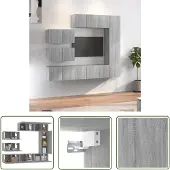 The Living Store 8-tlg. TV-Schrank-Set Grau Sonoma Holzwerkstoff