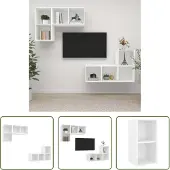 The Living Store TV-Wandschränke 4 Stk. Weiß Holzwerkstoff