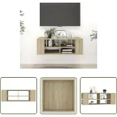 The Living Store TV-Wandschrank Sonoma-Eiche 102x35x35 cm Holzwerkstoff