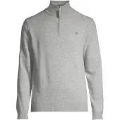 Gant für Herren. 87213 Pullover aus sehr feiner Schafwolle mit grauem halben Reißverschluss (XXL), Lässig