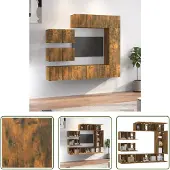 The Living Store 8-tlg. TV-Schrank-Set Räuchereiche Holzwerkstoff