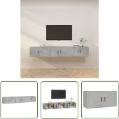 The Living Store TV-Wandschränke 3 Stk. Betongrau 80x34,5x40 cm