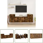 The Living Store 3-tlg. TV-Schrank-Set Räuchereiche Holzwerkstoff