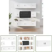 The Living Store 8-tlg. TV-Schrank-Set Weiß Holzwerkstoff