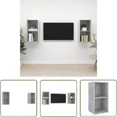The Living Store TV-Wandschränke 2 Stk. Betongrau Holzwerkstoff