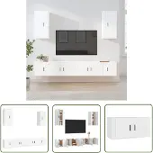The Living Store 6-tlg. TV-Schrank-Set Weiß Holzwerkstoff