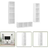 The Living Store 3-tlg. TV-Schrank-Set Weiß Holzwerkstoff