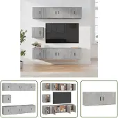 The Living Store 7-tlg. TV-Schrank-Set Betongrau Holzwerkstoff
