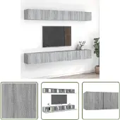 The Living Store 8-tlg. TV-Schrank-Set Grau Sonoma 60x30x30 cm Holzwerkstoff