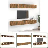 The Living Store 8-tlg. TV-Schrank-Set Räuchereiche 60x30x30 cm Holzwerkstoff
