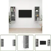 The Living Store TV-Wandschränke 2 Stk. Betongrau Holzwerkstoff