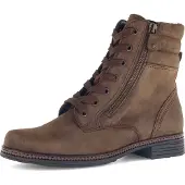 Gabor 1100000002199 , Damen, Gr. 40,5, braun (rehbraun), Ziegenveloursleder, unifarben, Basic, Schuhe 1100000002199, Blockabsatz, Schnürboots mit Zierreißverschluss an der Außenseite