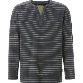 Babista Langarm-Poloshirt "Langarmshirt GAVINO", Herren, Gr. L, blau (dunkelblau gestreift), Obermaterial: 60% Baumwolle CO. 40% Polyester COOLMAX PES(Coolmax)., Shirts Langarm-Poloshirt