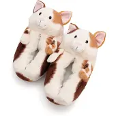 Nici Hausschuhe Glückskatze 36-39 (M) - braun - Warme Kuscheltier Hausschuh