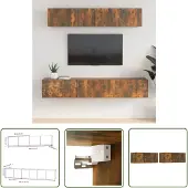 The Living Store 5-tlg. TV-Schrank-Set Räuchereiche Holzwerkstoff