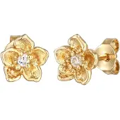 Elli Paar Ohrstecker "Ohrringe Blüte Blume Flower Zirkonia 925 Silber" Gr. 8, gold, Ohrringe, Damen, 8,mit Stein, Silber 925 (Sterlingsilber), Paar Ohrstecker
