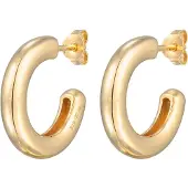 Elli Paar Ohrstecker "Ohrringe Creolen Stecker Basic Klassik 925 Silber" Gr. 20, gold, Ohrringe, Damen, 20, ohne Stein, Silber 925 (Sterlingsilber), Paar Ohrstecker