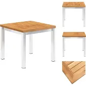 vidaXL Garten-Beistelltisch 45x45x38 cm Massivholz Akazie Edelstahl - Gartentische