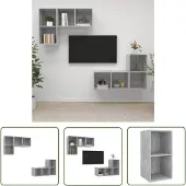 The Living Store TV-Wandschränke 4 Stk. Betongrau Holzwerkstoff