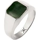 KUZZOI Siegelring "Ring Siegelring Emaille Grün Basic 925 Silber" Gr. 58, silber, Fingerringe, Herren, 58, Silber 925 (Sterlingsilber), Siegelring