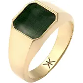 KUZZOI Siegelring "Ring Siegelring Emaille Grün Basic 925 Silber" Gr. 64, gold, Fingerringe, Herren, 64, Silber 925 (Sterlingsilber), Siegelring