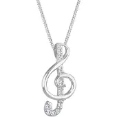 Elli Silberkette "Halskette Notenschlüssel Zirkonia Weiß 925 Sterling Silber" Gr. 45, weiß, Halsketten, Damen, mit Stein, Silber 925 (Sterlingsilber), Silberkette