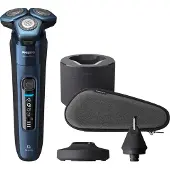 Philips SHAVER Series 7000 S7782/53 Elektrischer Nass- und Trockenrasierer, Rotationstrasierer, Blau, SteelPrecision blades, LED, GroomTribe; Connects via Bluetooth, SH71